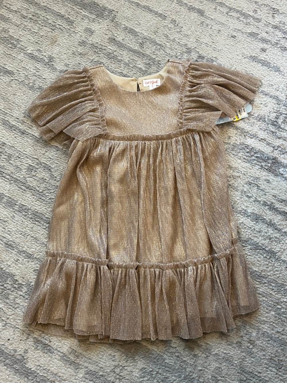 Cat & Jack Metallic Gold Ruffle Sleeve Dress